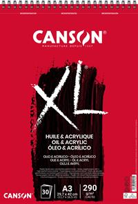 Canson XL Olie & Acryl blok A3 290gram med spiral - 30 ark.